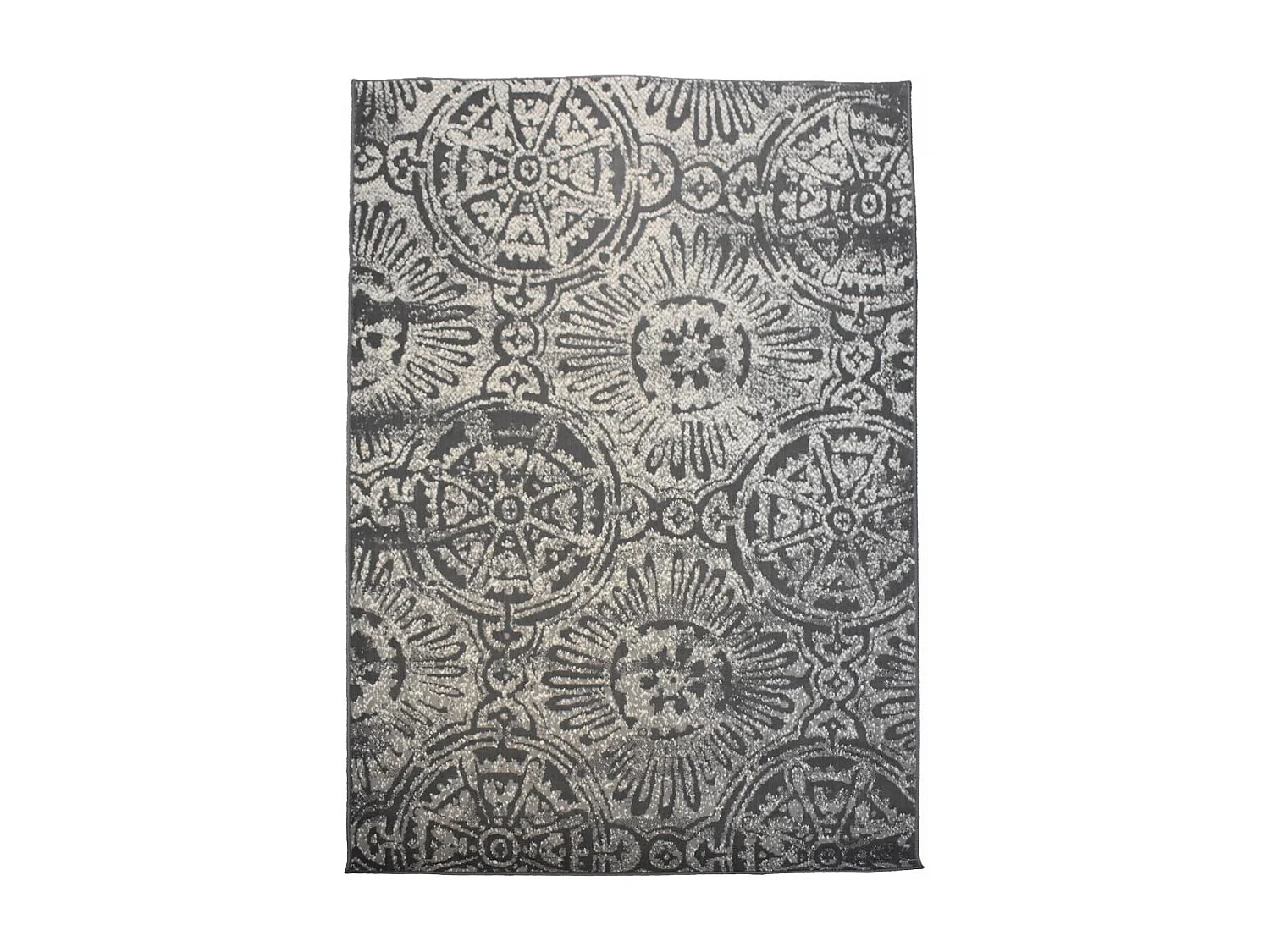 tapis chambre 120x170 tissé gris et beige rectangle motif rétro-vintage