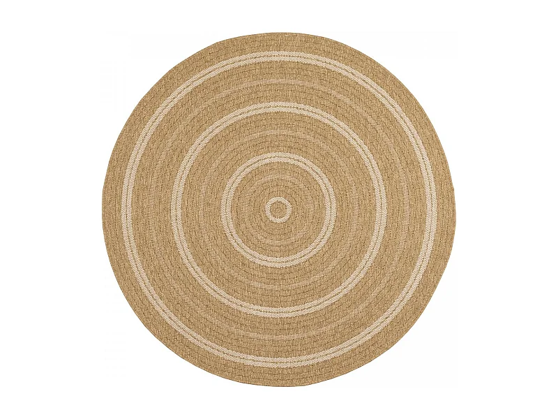 Tapis extérieur Ø80cm rond tissé kilim beige et blanc JUTE ART 5