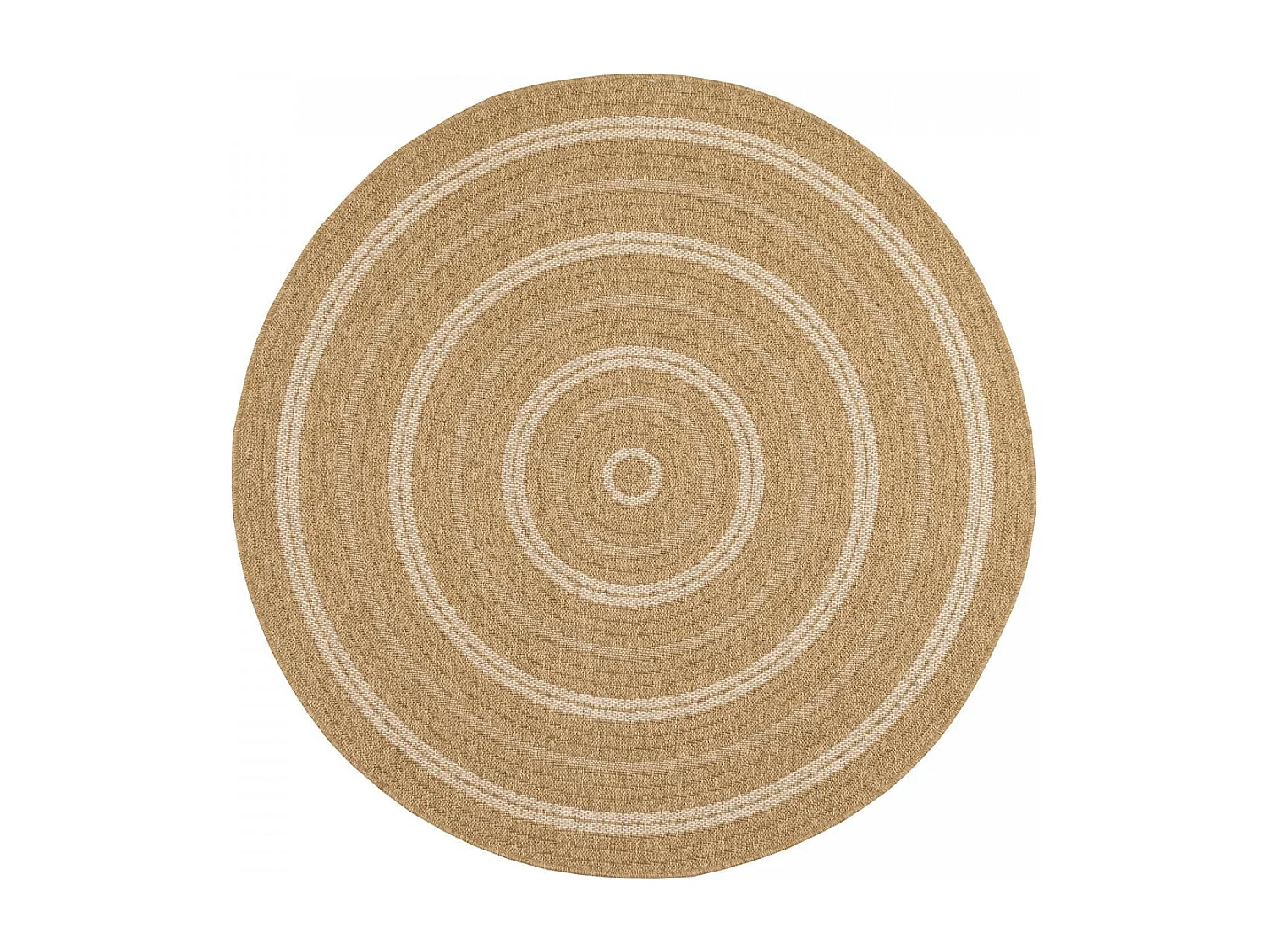 Tapis extérieur Ø80cm rond tissé kilim beige et blanc JUTE ART 5