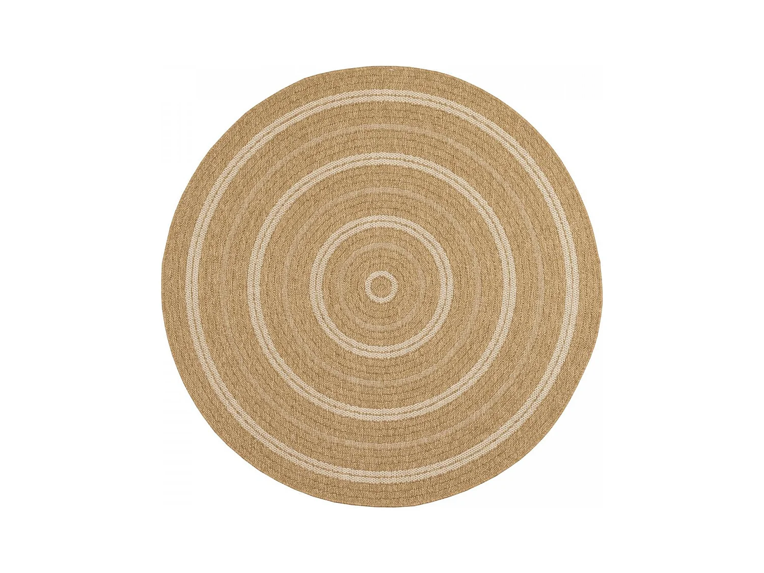 Tapis extérieur Ø80cm rond tissé kilim beige et blanc JUTE ART 5