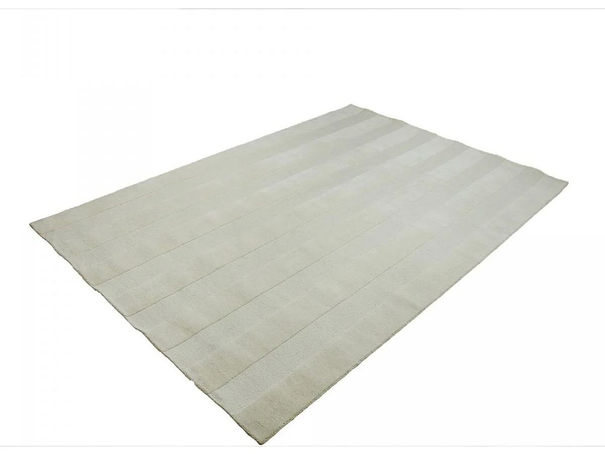tapis entrée 120x170 fait à la main en laine beige rectangle motif uni BANDA