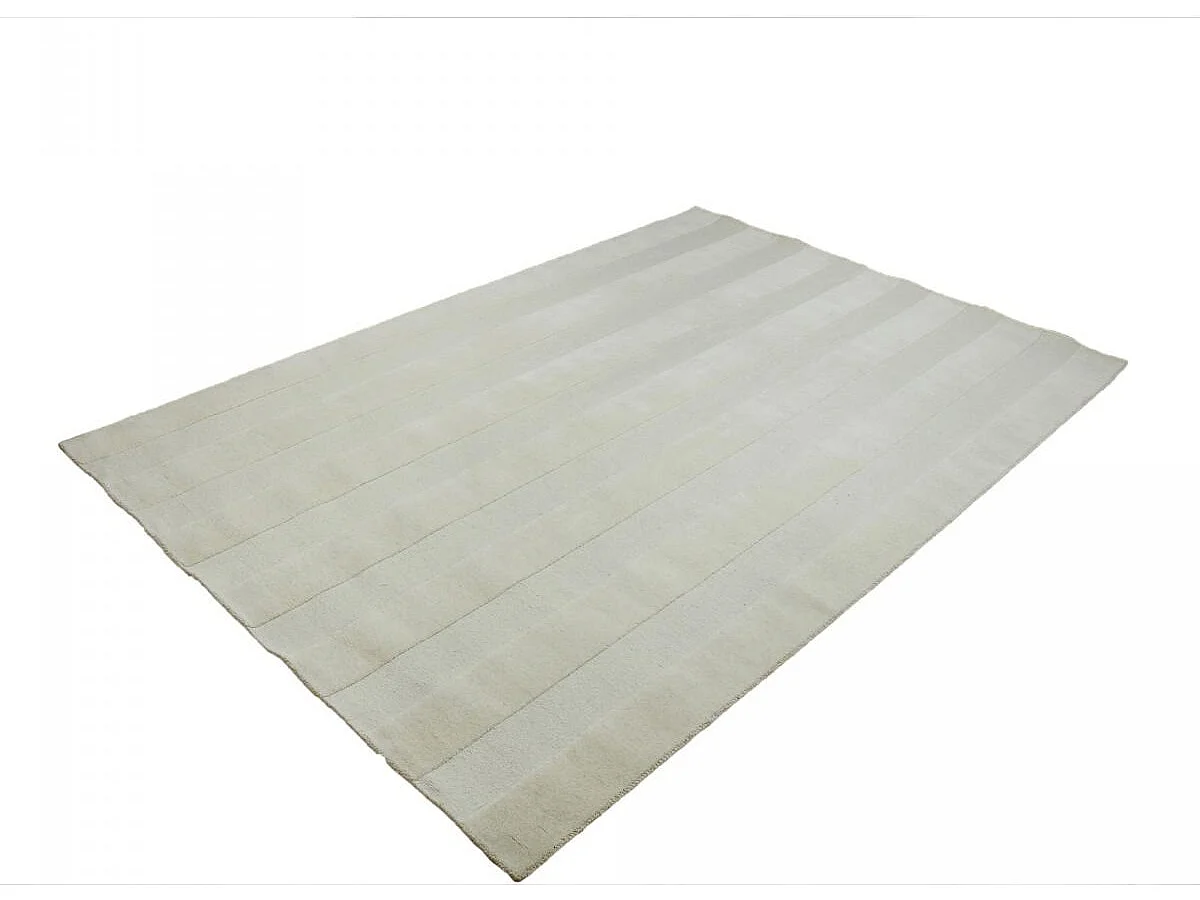 tapis entrée 120x170 fait à la main en laine beige rectangle motif uni BANDA