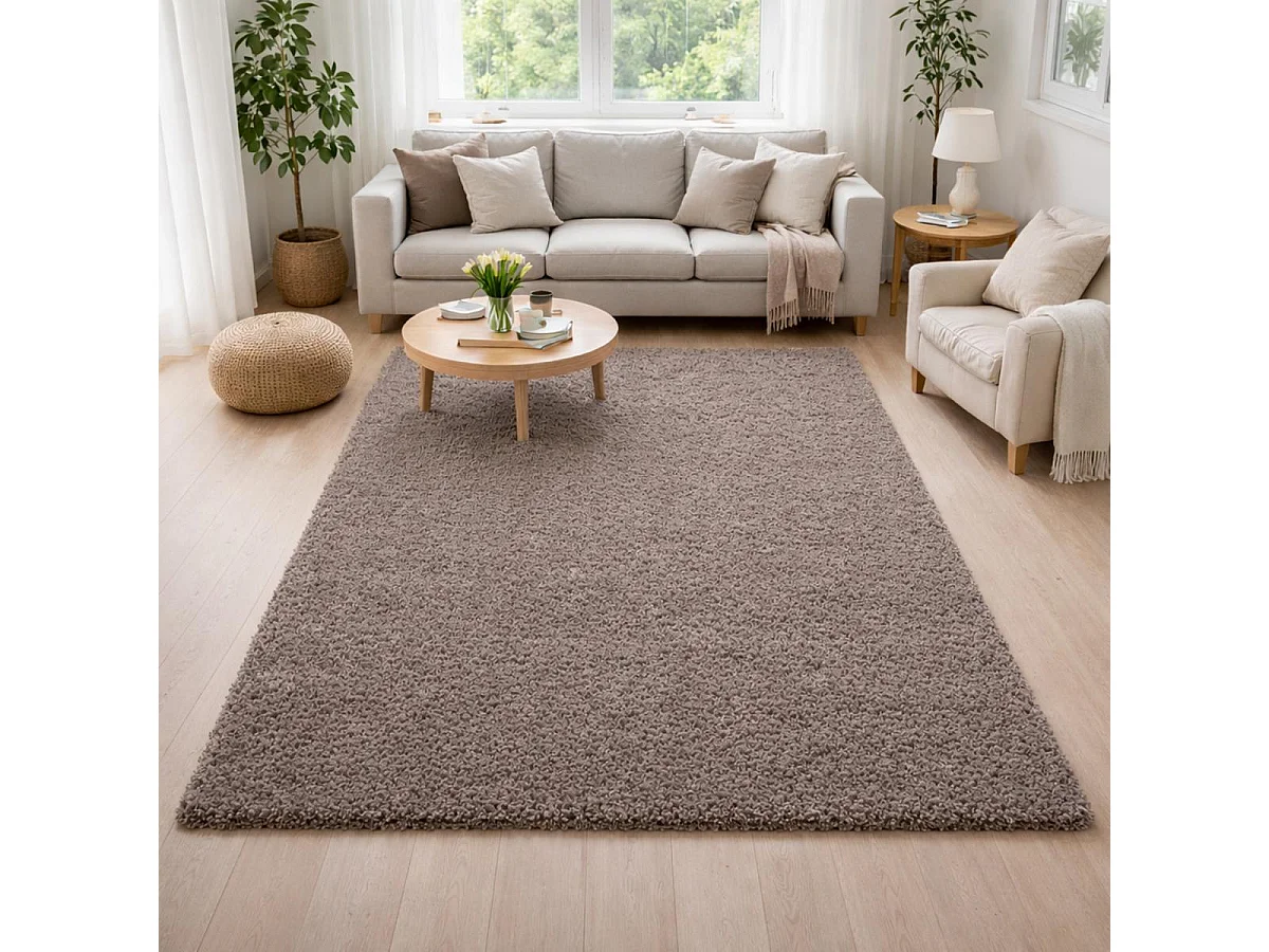 Tapis poils longs shaggy tissé motif uni UNI L