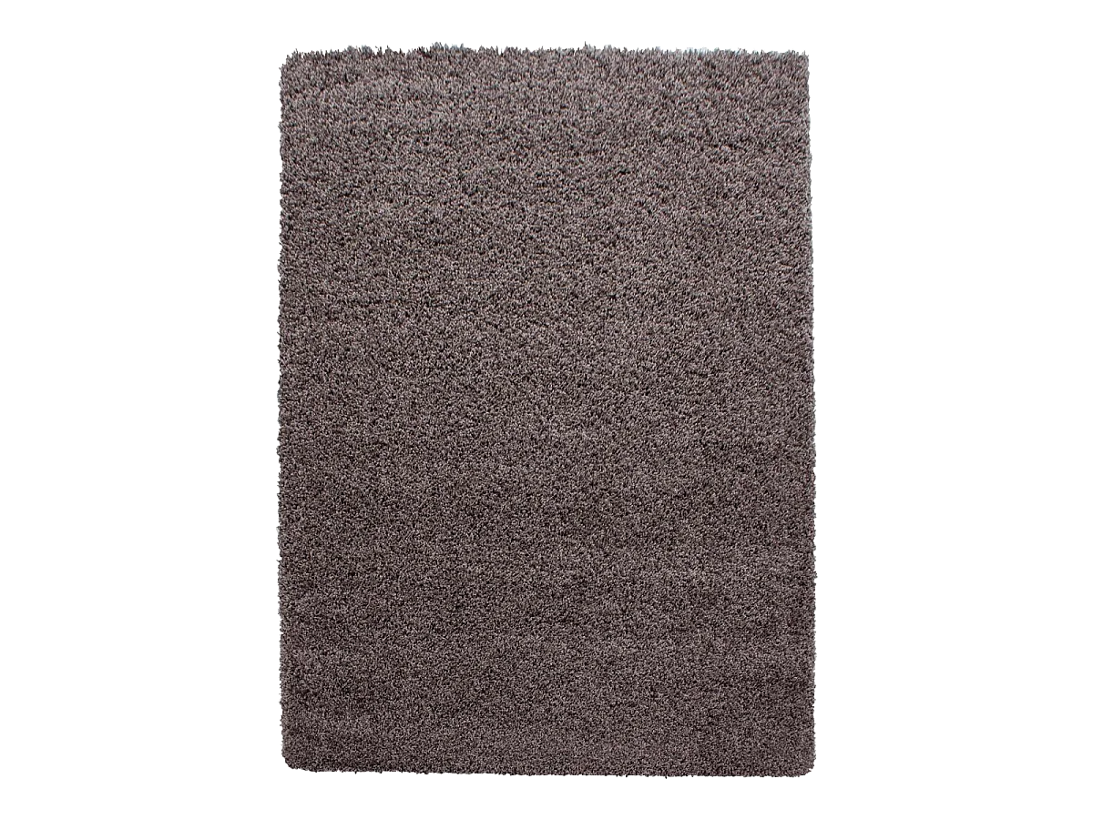 Tapis poils longs shaggy 60x110 rectangle tissé taupe motif uni UNI L