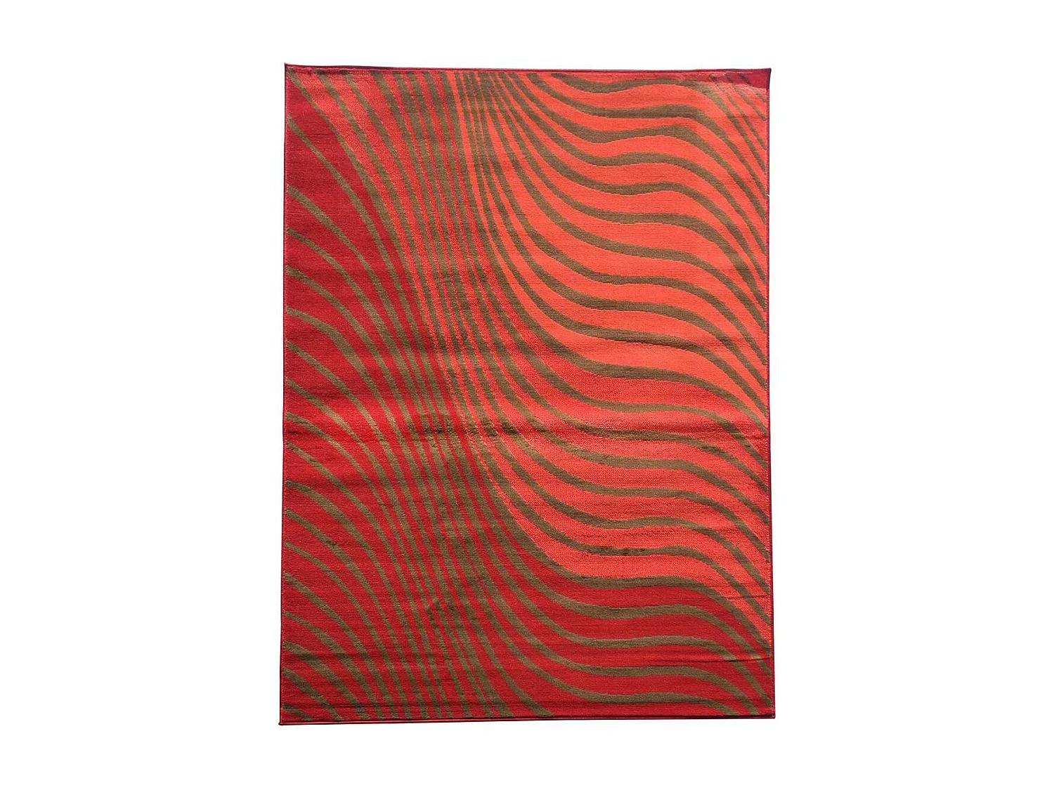 tapis chambre 60x110 tissé rouge rectangle motif géométrique LYN1 ONDULA