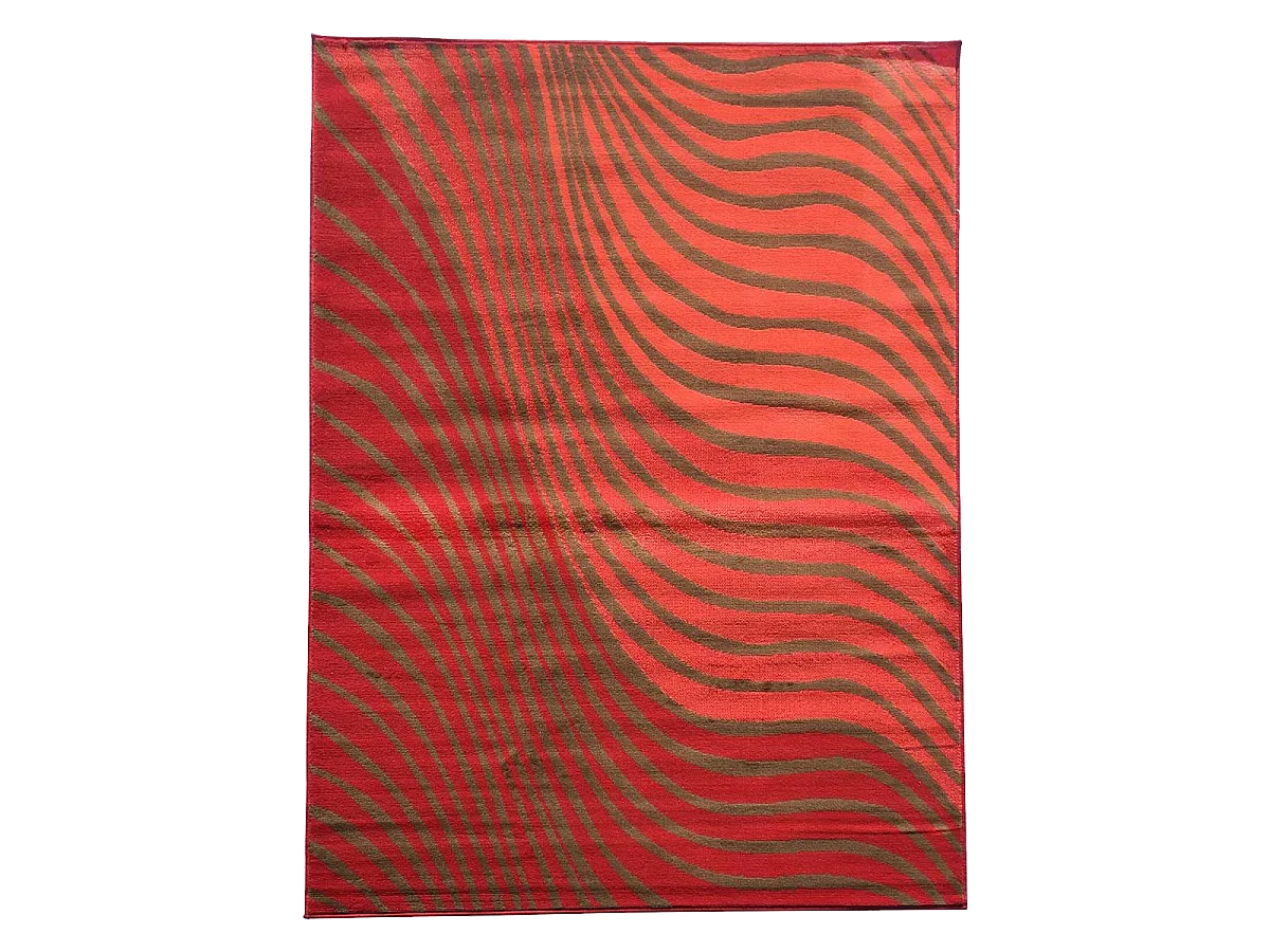 tapis chambre 60x110 tissé rouge rectangle motif géométrique LYN1 ONDULA