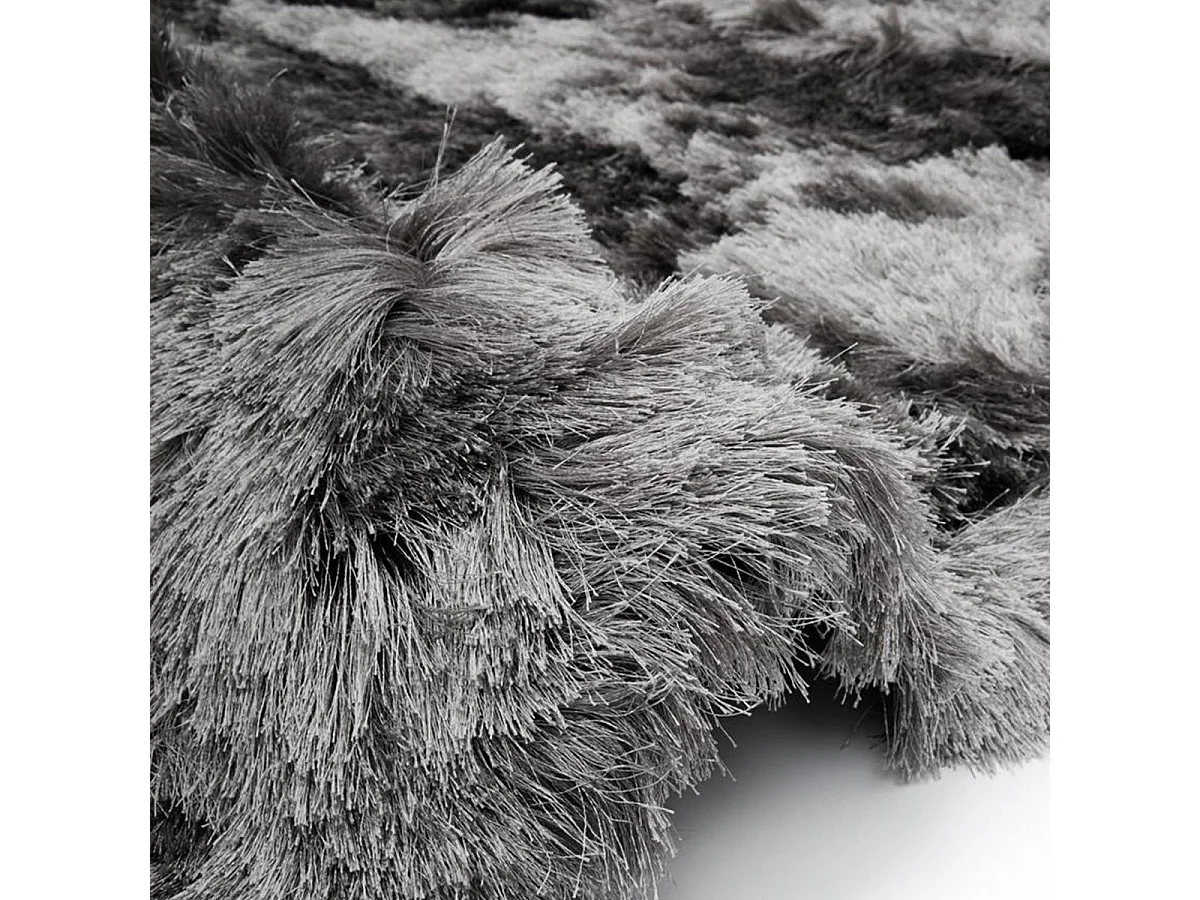 Tapis shaggy 200x290 rectangle fait main gris motif uni SG FIN