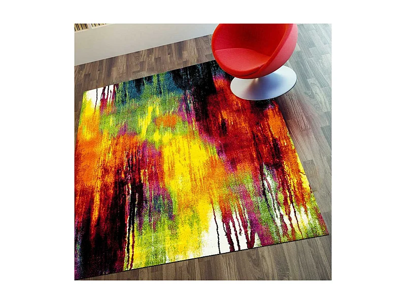 tapis salon 120x170 tissé multicolore rectangle motif géométrique BE 72