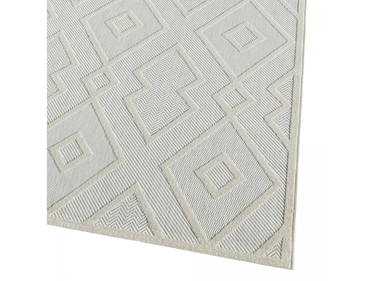 Tapis kilim 160x230 rectangle tissé crème motif géométrique TENO A