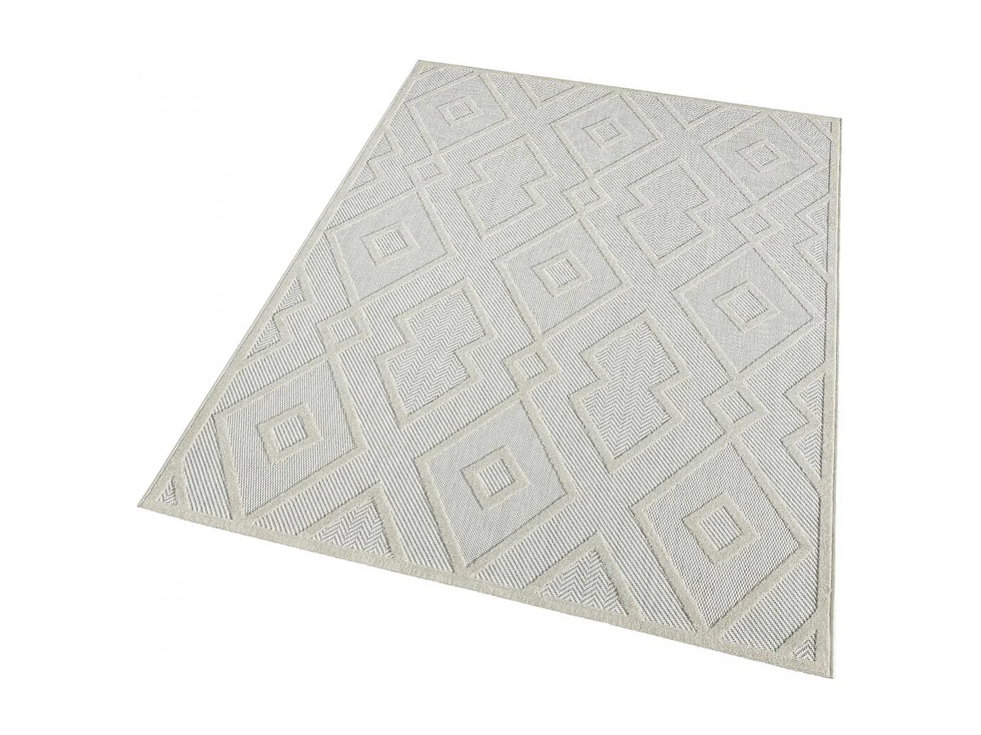 Tapis kilim 160x230 rectangle tissé crème motif géométrique TENO A