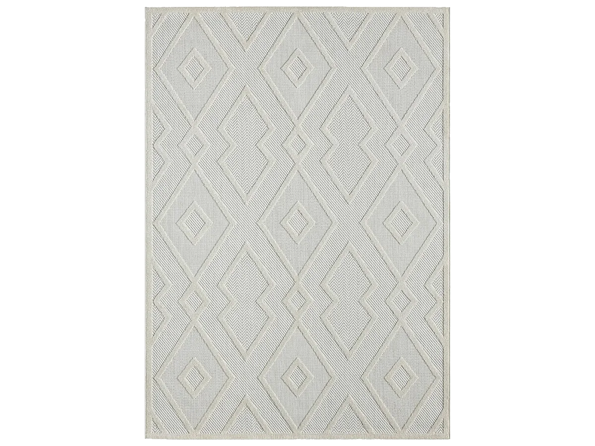 Tapis kilim 160x230 rectangle tissé crème motif géométrique TENO A