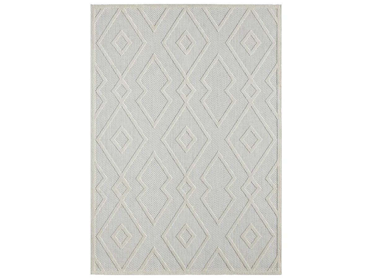 Tapis kilim 200x290 rectangle tissé crème motif géométrique TENO A