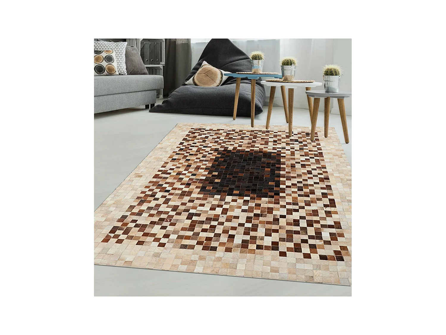 Tapis peau de vache 80x150 kilm fait à la main marron