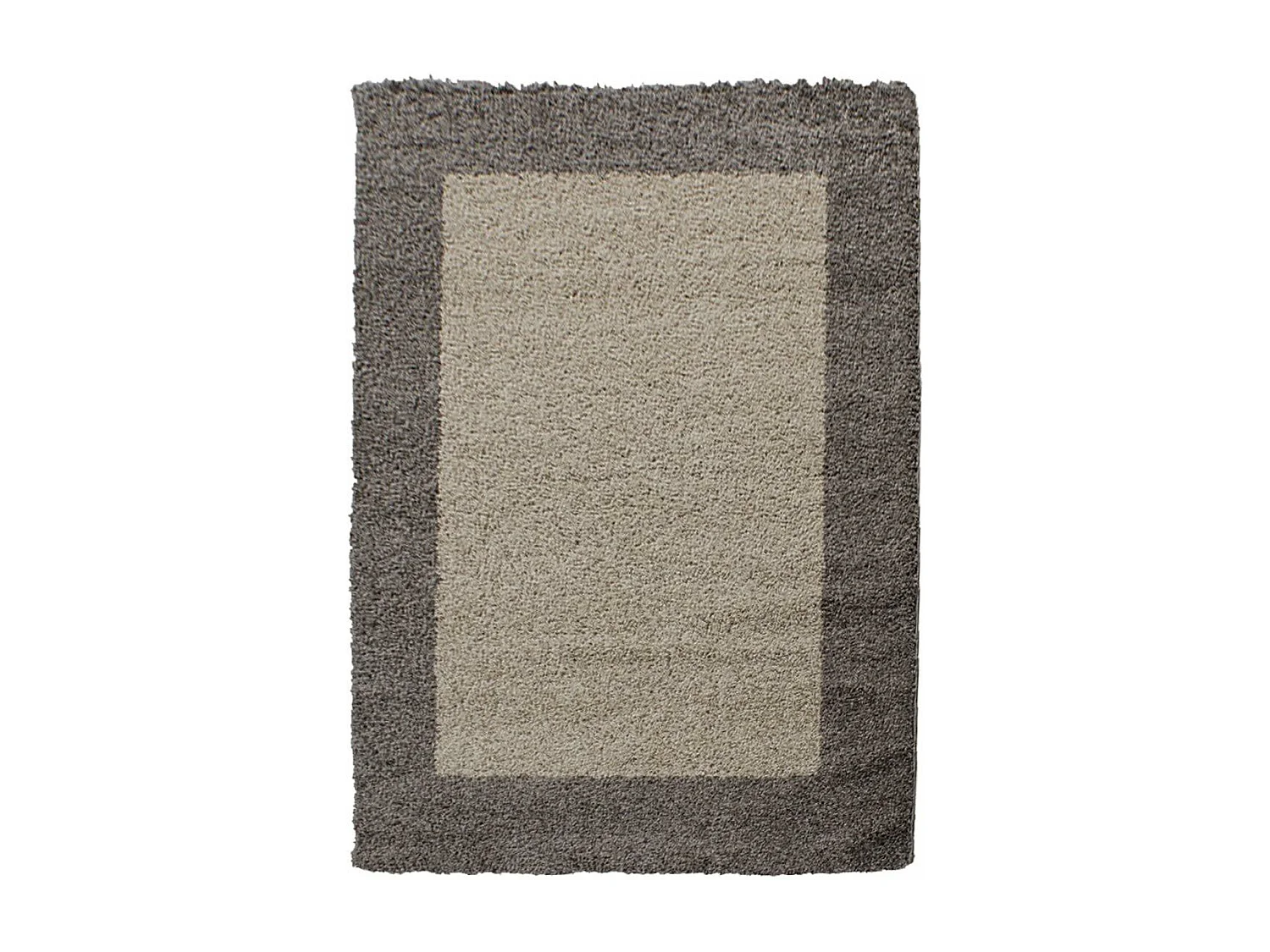 Tapis poils longs shaggy 300x400 rectangle tissé beige et taupe motif simple