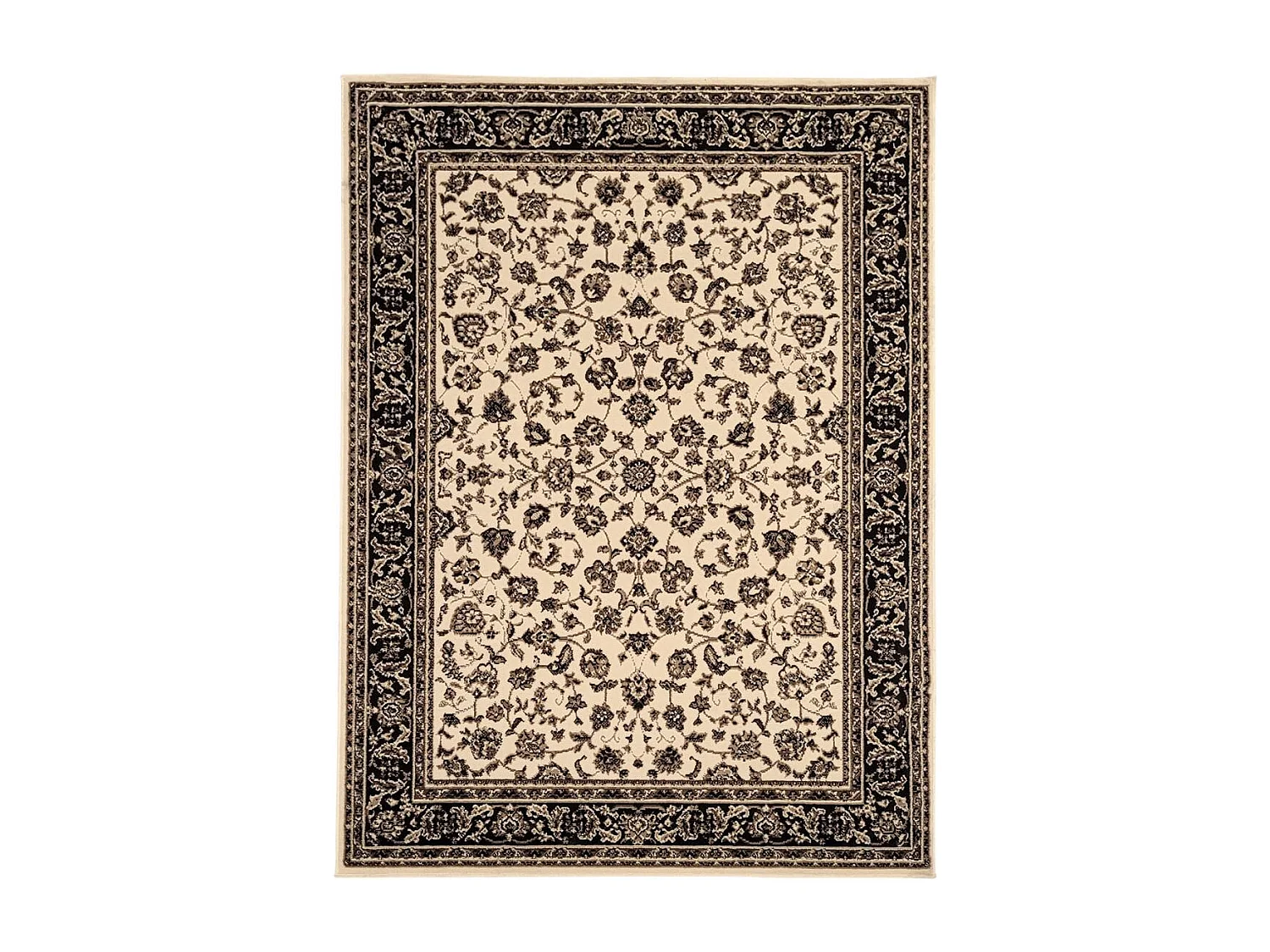 Tapis oriental 80x150 rectangle ivoire tissé motif ancestral LYN1 NOMED