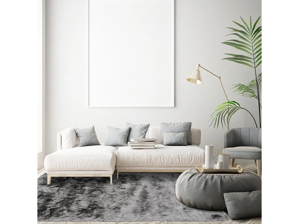 Tappeto Shaggy 160x230 rettangolo fatto a mano grigio tinta unita SG FIN