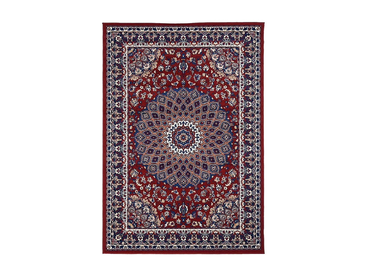 Tapis oriental 60x110 rectangle crème et rouge tissé motif ethnique LYN1 ROSOR