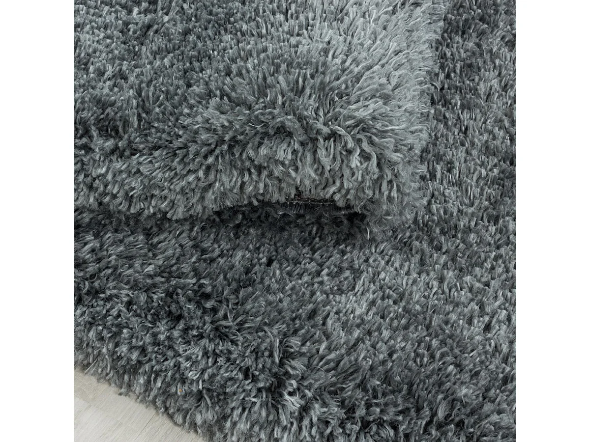 Tapis longs poils shaggy 200x290 rectangle tissé gris motif uni UNI B