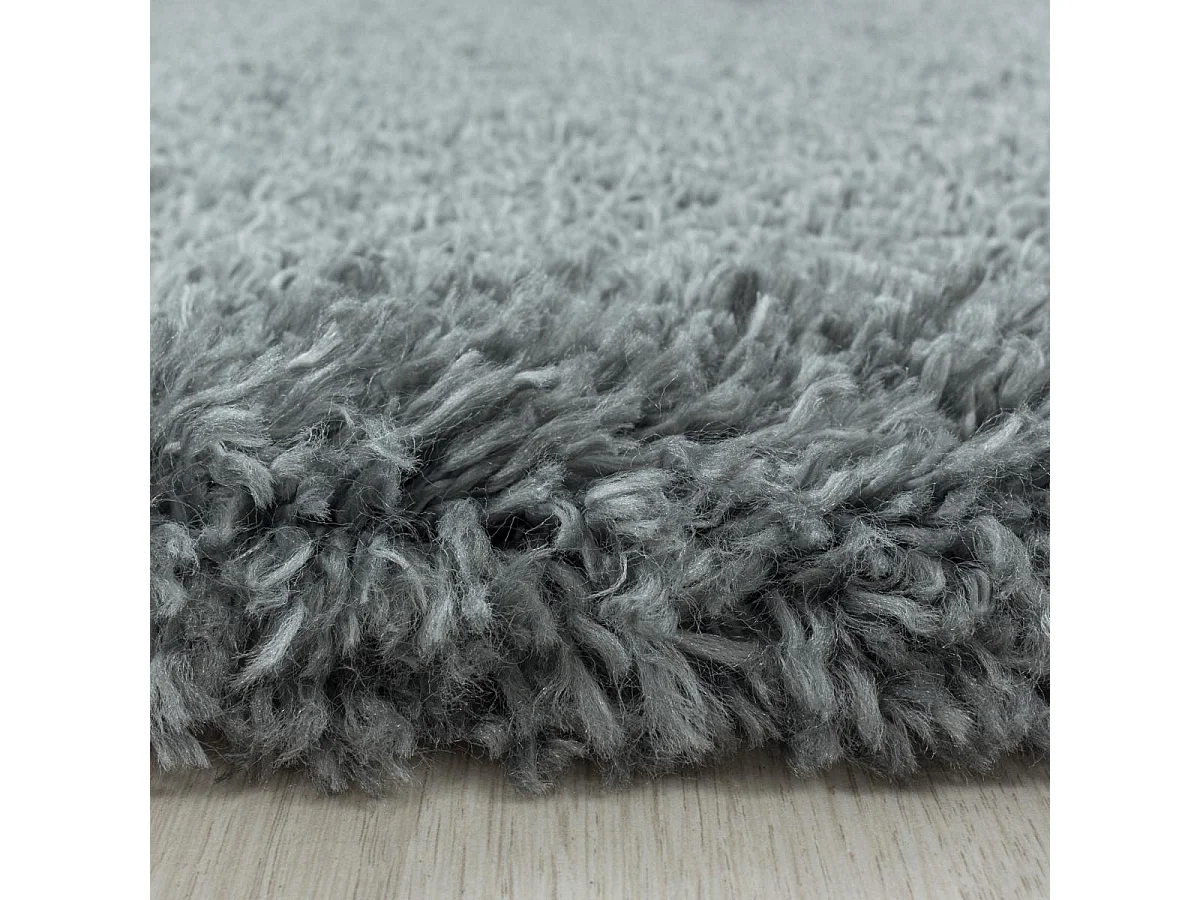 Tapis longs poils shaggy 200x290 rectangle tissé gris motif uni UNI B