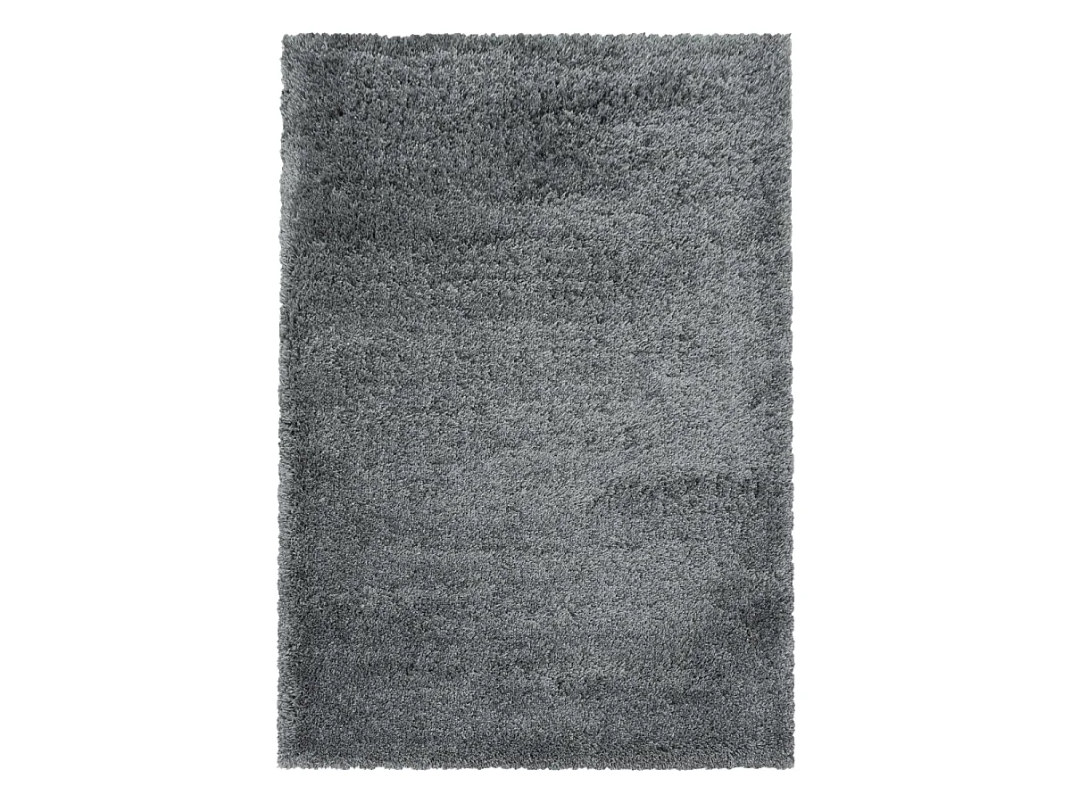 Tapis longs poils shaggy 200x290 rectangle tissé gris motif uni UNI B