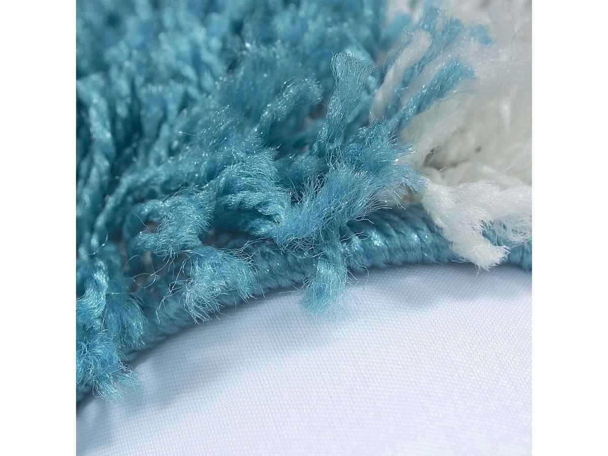 Tapis poils longs shaggy 120x170 rectangle tissé bleu ciel et gris