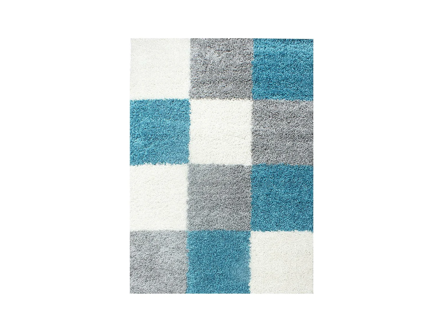 Tapis poils longs shaggy 120x170 rectangle tissé bleu ciel et gris