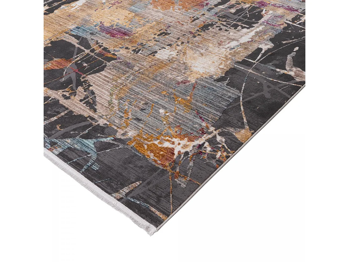tapis entrée 80x150 tissé beige et gris rectangle motif abstrait ARTI 3