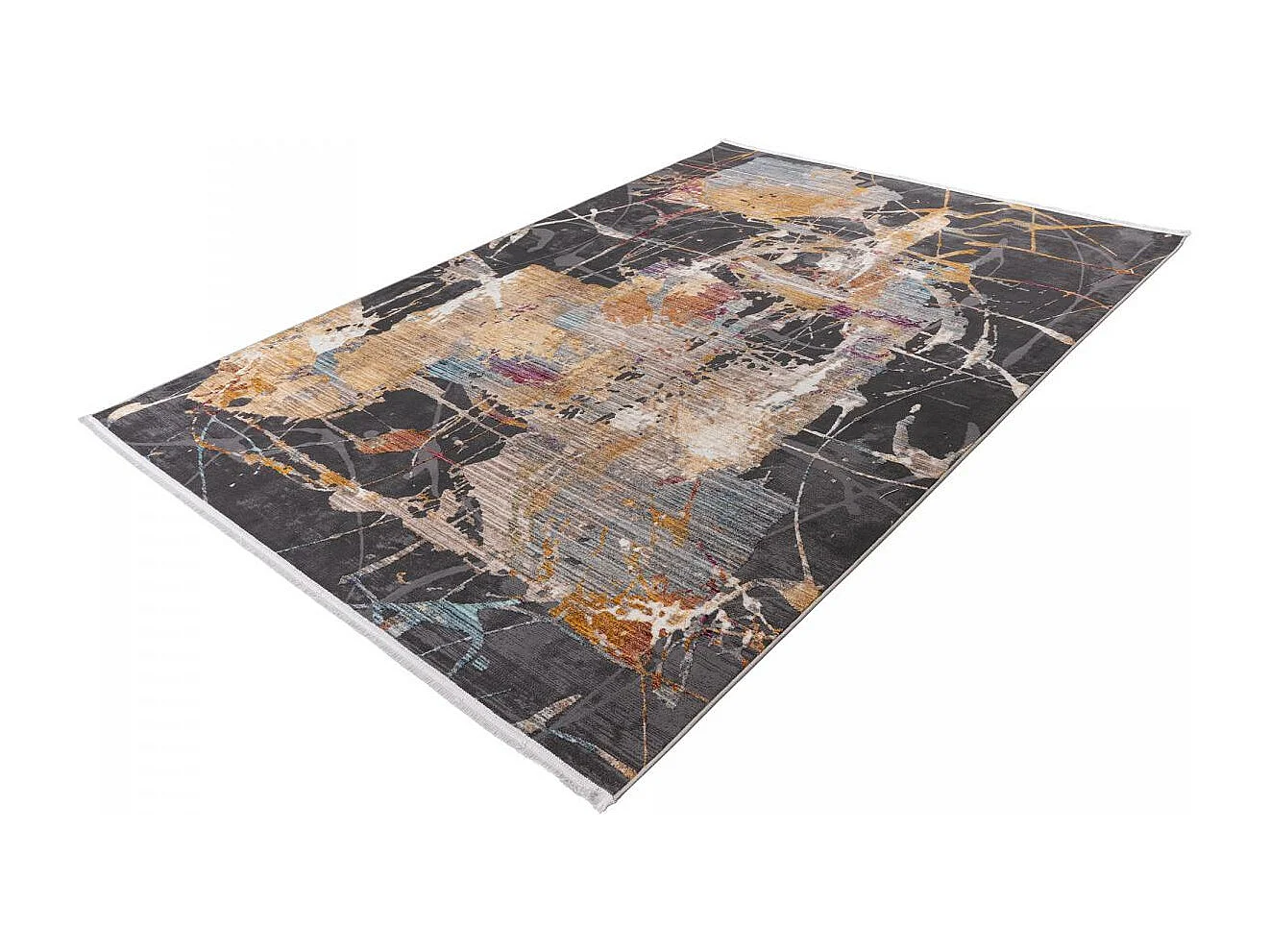 tapis entrée 80x150 tissé beige et gris rectangle motif abstrait ARTI 3