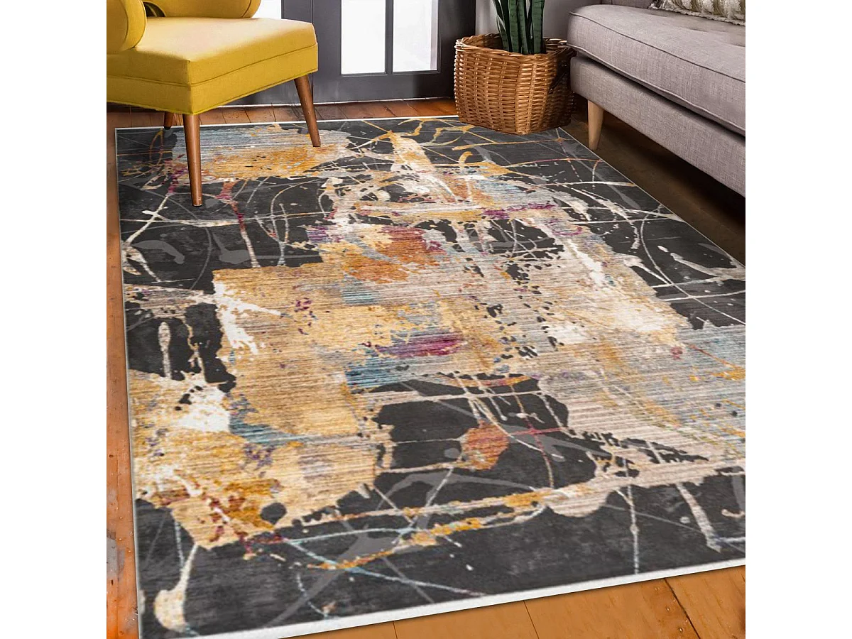 tappeto da ingresso 80x150 intrecciato rettangolo beige e grigio disegno astratto ARTI 3