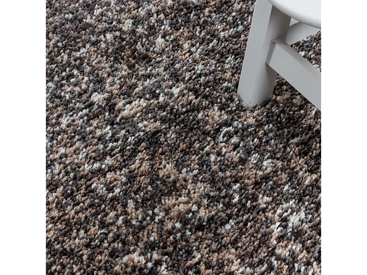 Tapis poils longs shaggy 60x110 rectangle tissé taupe motif faux uni UNI D