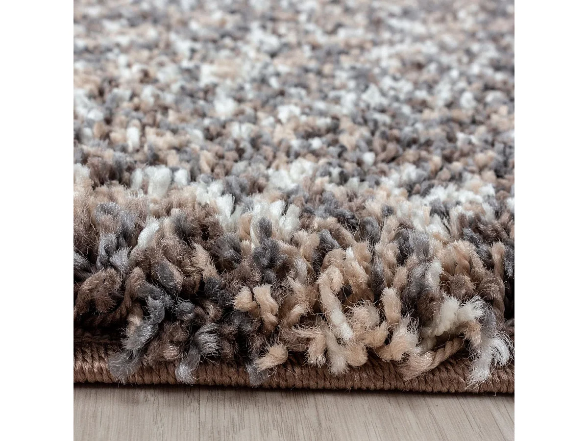 Tapis poils longs shaggy 60x110 rectangle tissé taupe motif faux uni UNI D