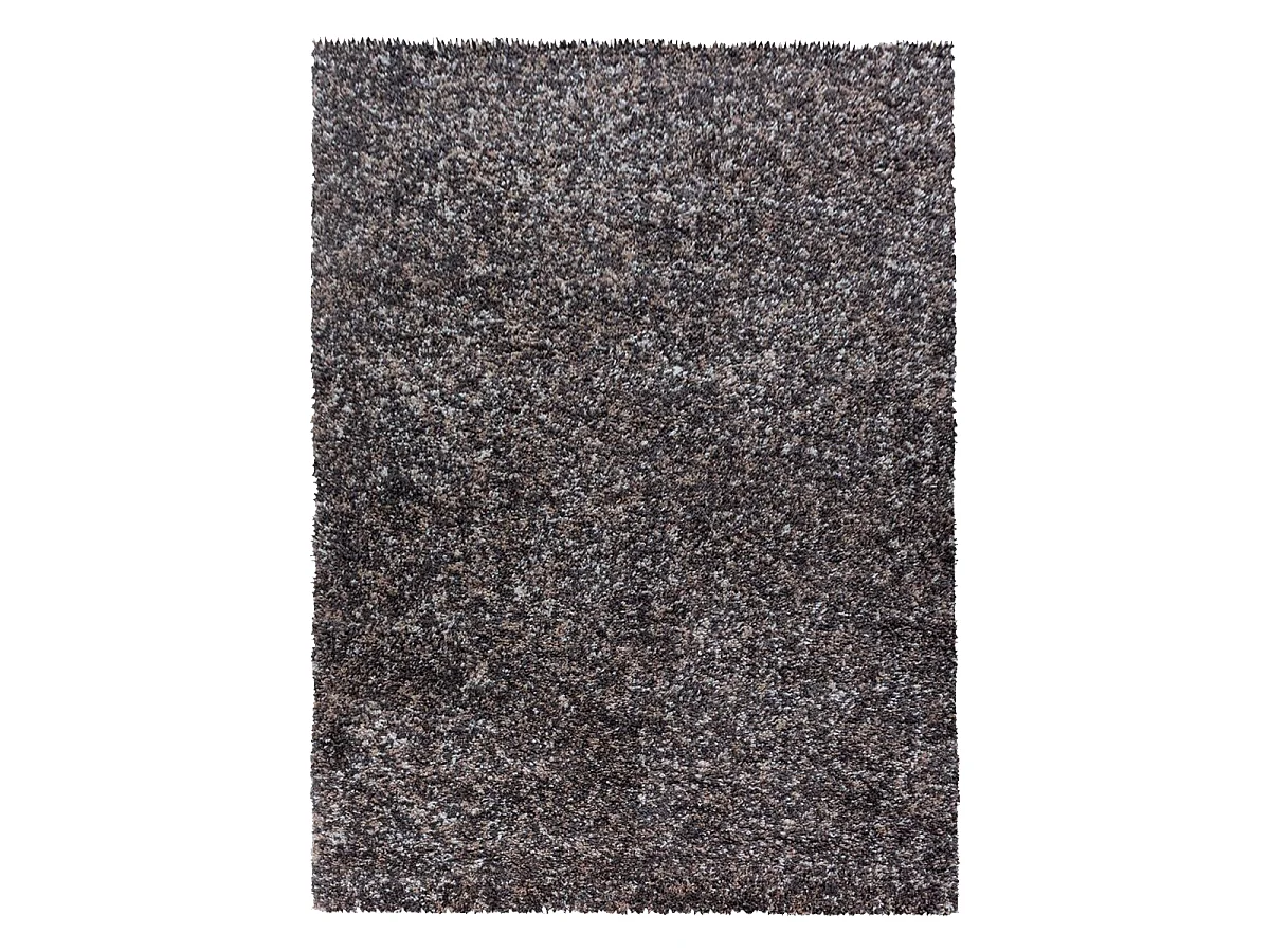 Tapis poils longs shaggy 60x110 rectangle tissé taupe motif faux uni UNI D