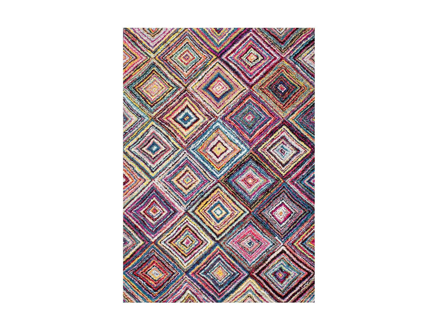 tapis entrée 60x110 tissé multicolore rectangle motif géométrique LYN6 CARI