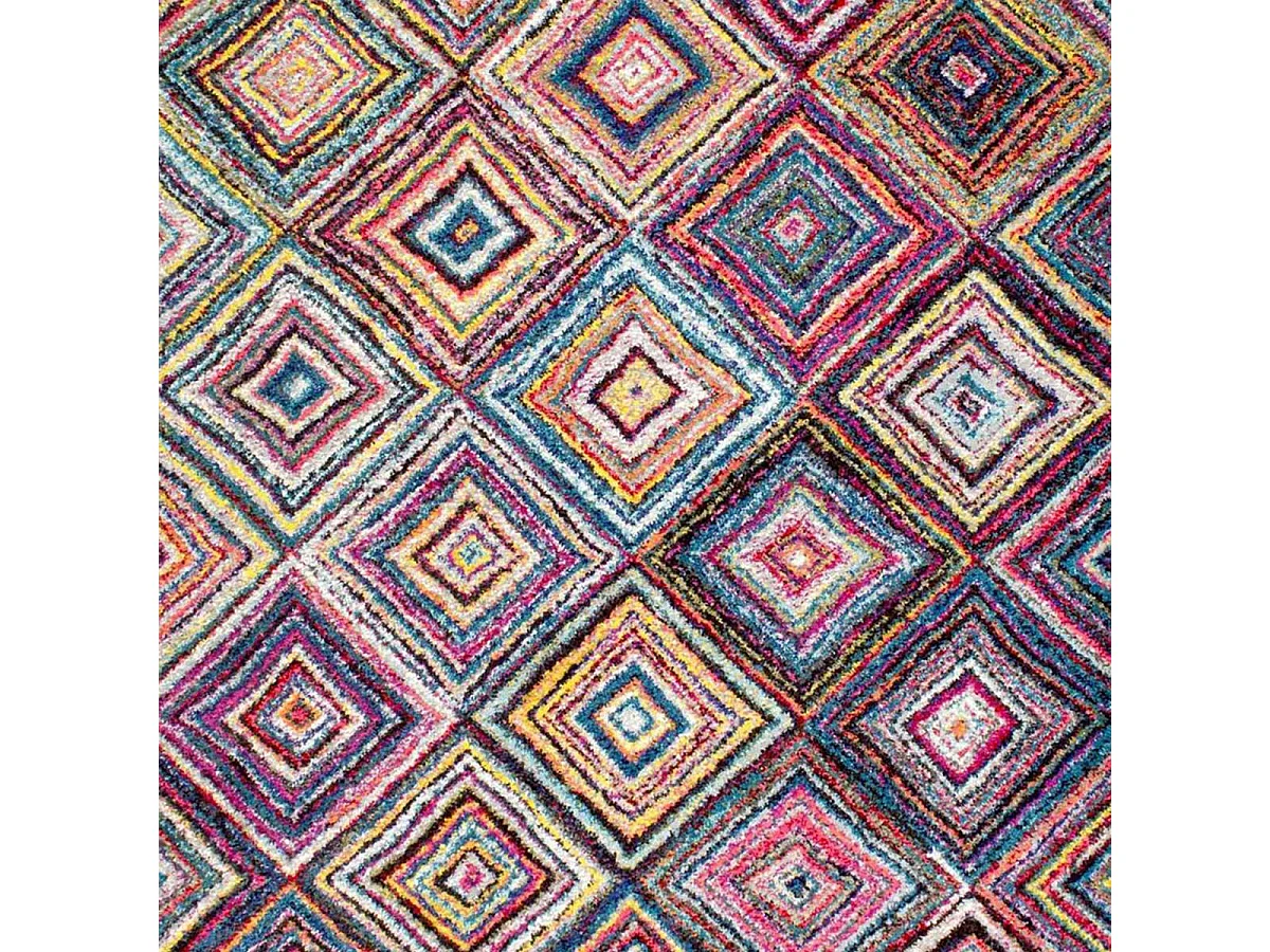 tapis entrée 60x110 tissé multicolore rectangle motif géométrique LYN6 CARI