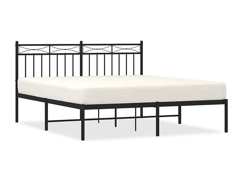 Cadre de lit métal avec tête de lit noir 160x200