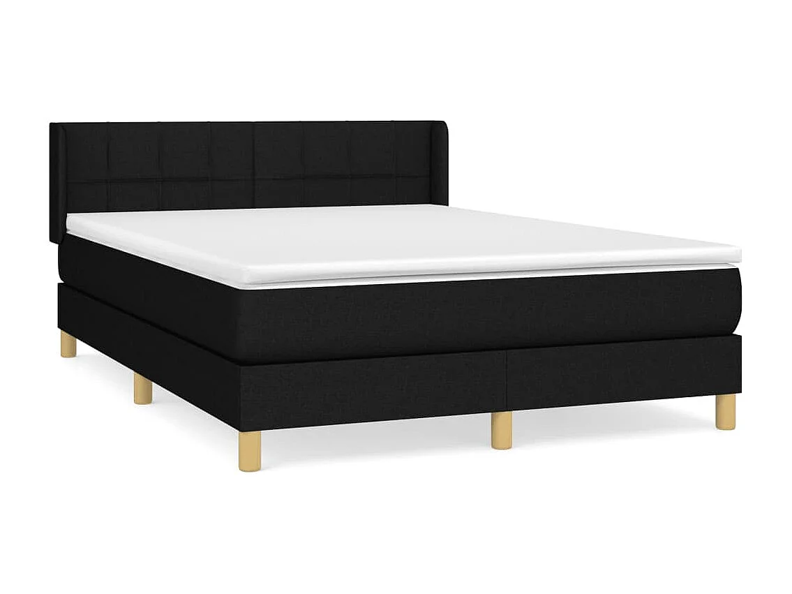 Sommier à lattes de lit avec matelas Noir 140x190 Tissu