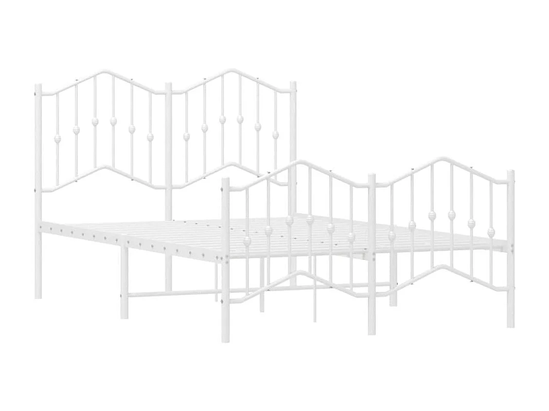 Cadre de lit métal avec tête de lit-pied de lit blanc 120x190