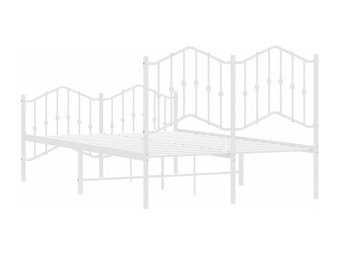 Cadre de lit métal avec tête de lit-pied de lit blanc 120x190