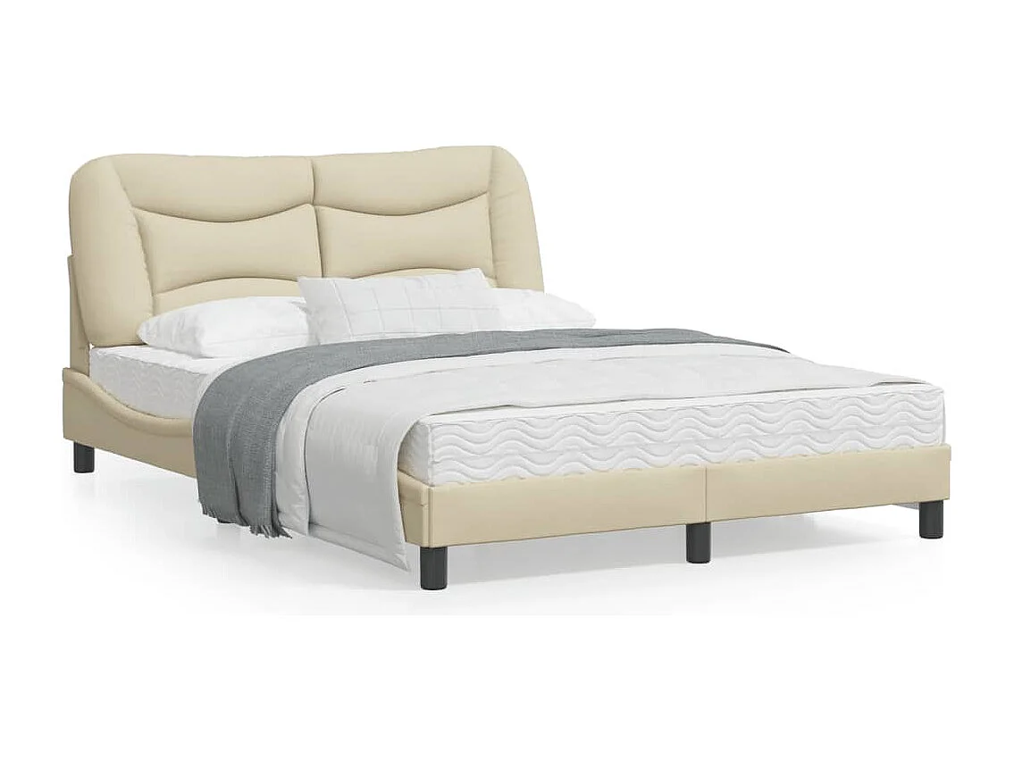 Cadre de lit avec lumières LED crème 140x200 tissu