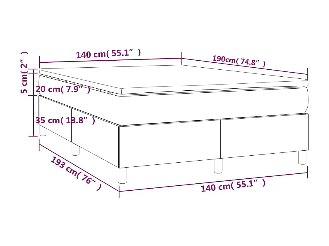 Sommier à lattes de lit avec matelas Blanc 140x190 Similicuir