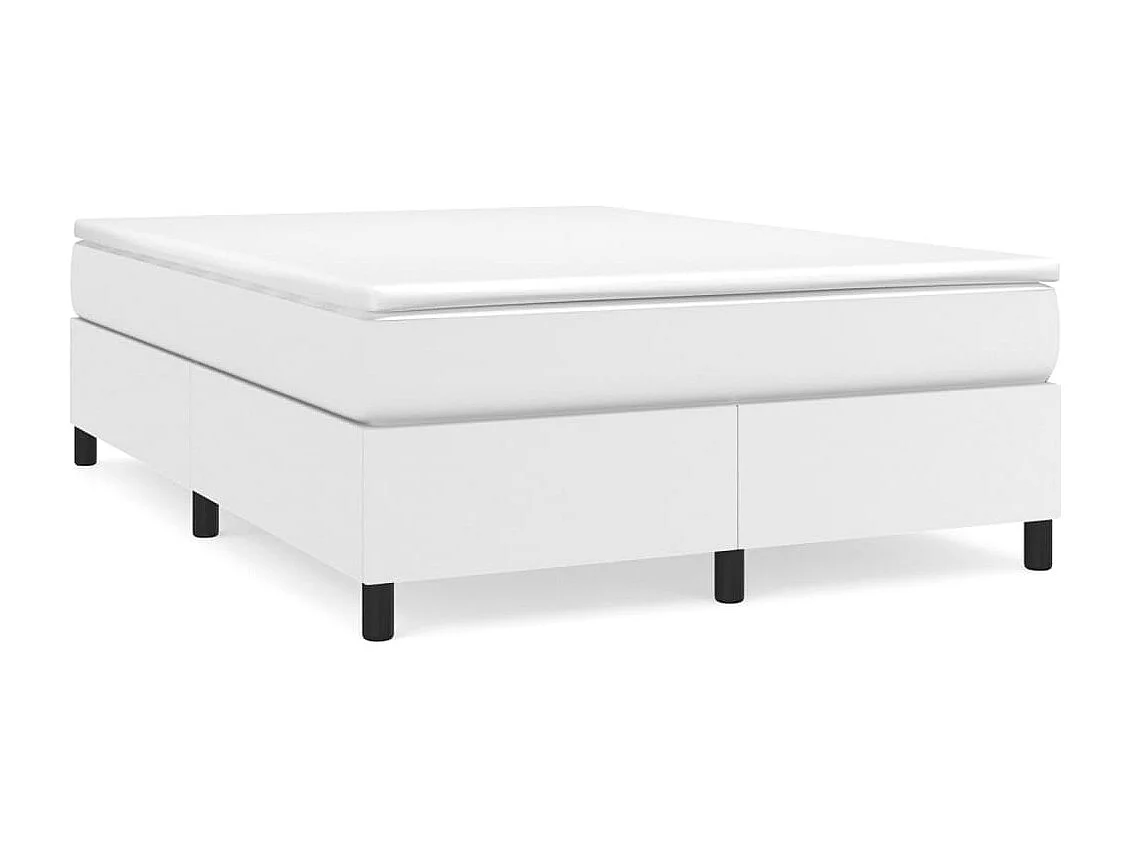 Sommier à lattes de lit avec matelas Blanc 140x190 Similicuir