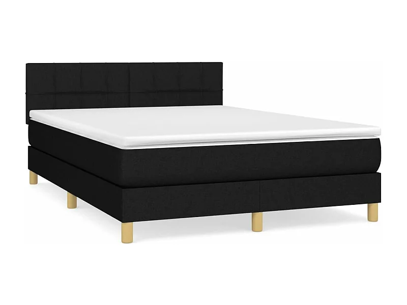 Sommier à lattes de lit avec matelas Noir 140x190 Tissu