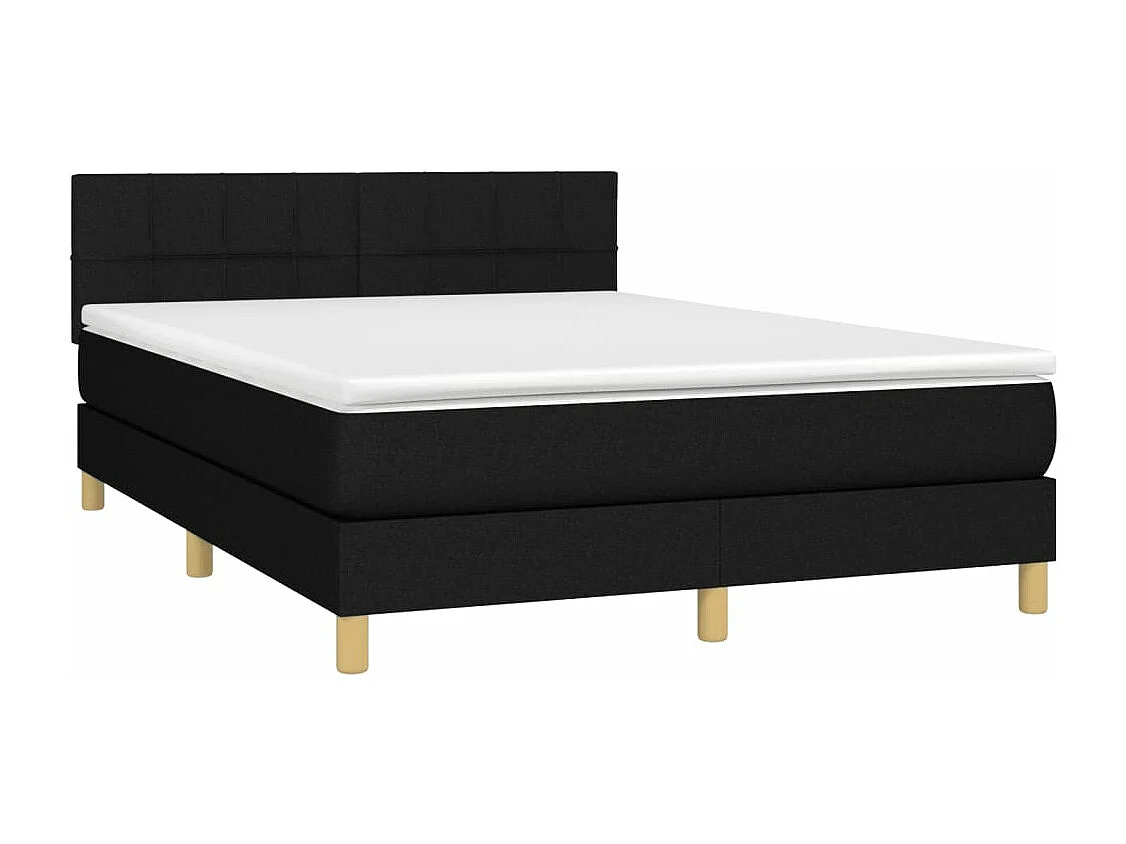 Sommier à lattes de lit avec matelas Noir 140x190 Tissu