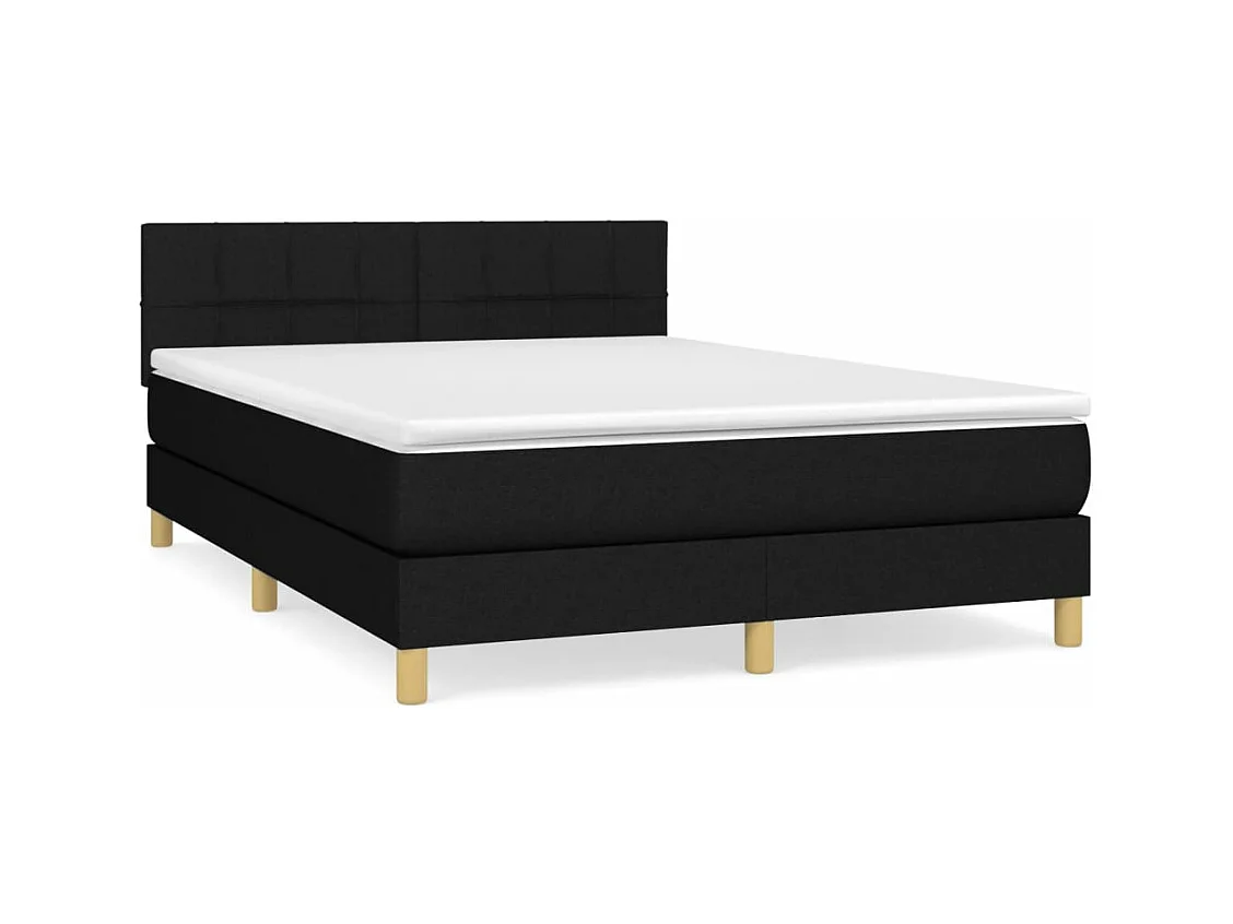Sommier à lattes de lit avec matelas Noir 140x190 Tissu