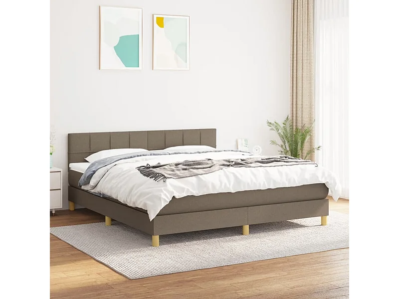 Lit à sommier tapissier avec matelas Taupe 160x200 Tissu 2