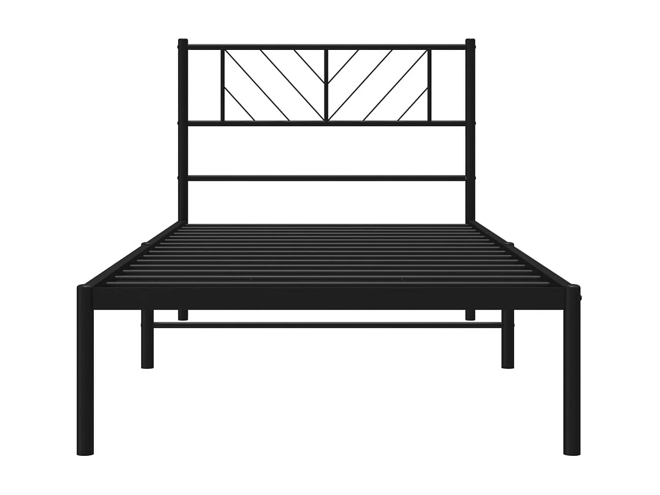 Cadre de lit métal avec tête de lit noir 90x200