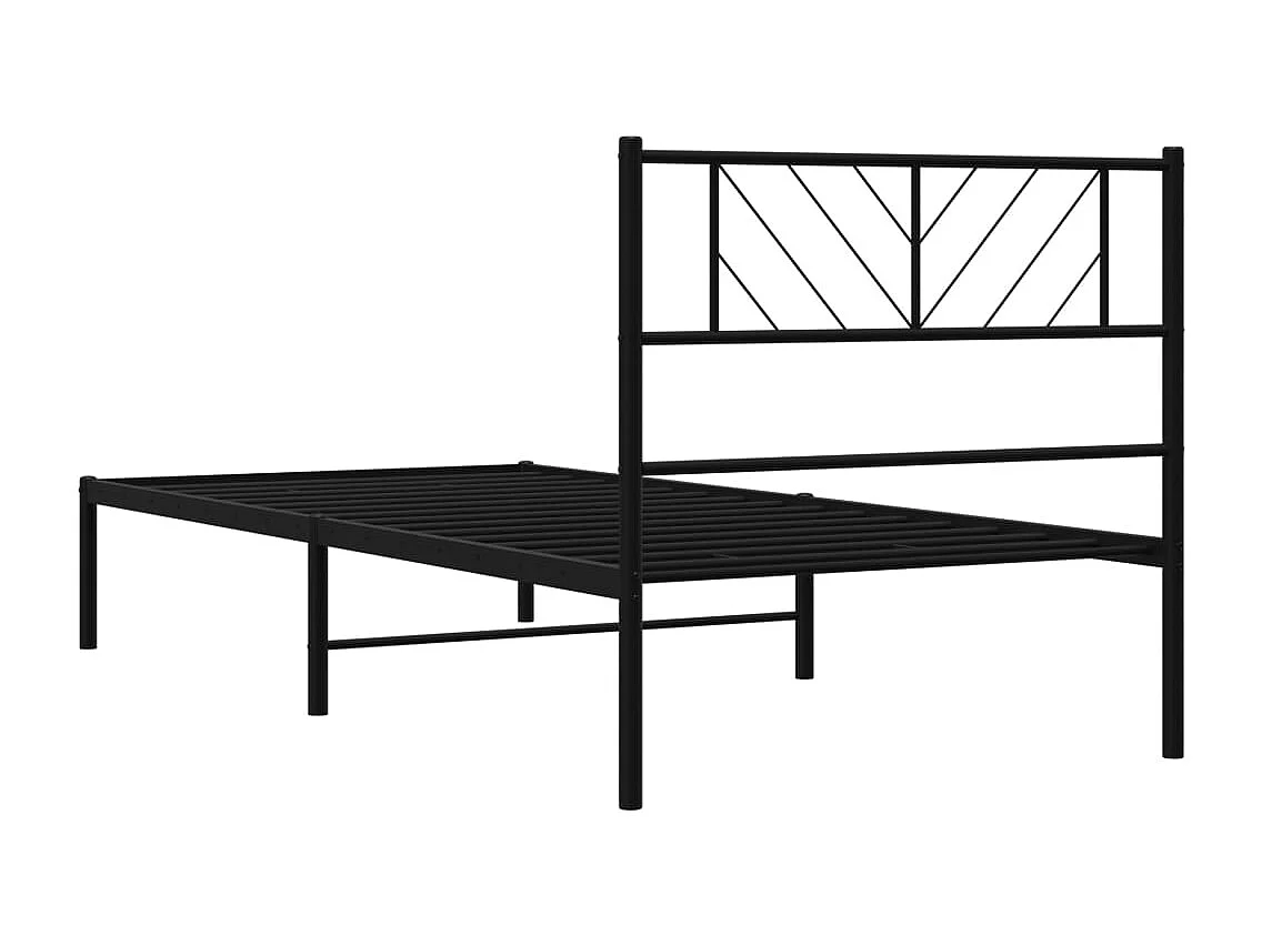 Cadre de lit métal avec tête de lit noir 90x200