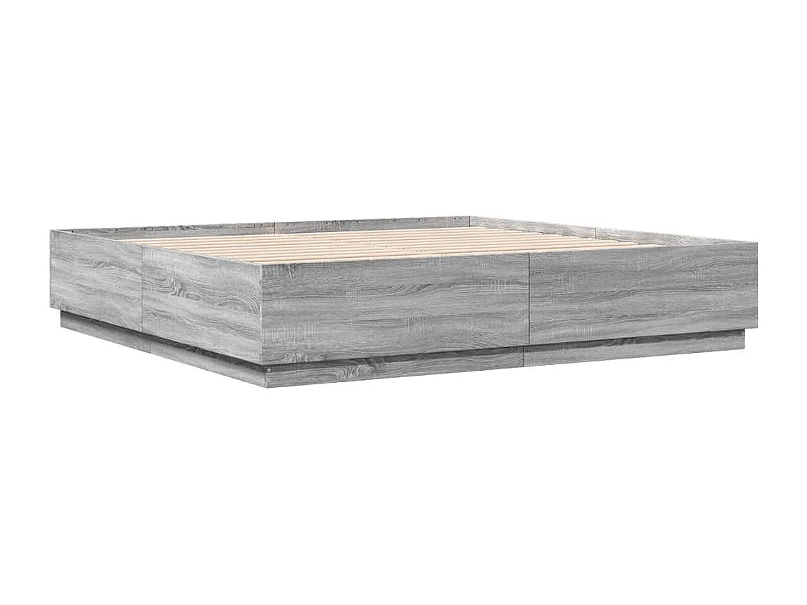 Cadre de lit avec lumières LED sonoma gris 200x200