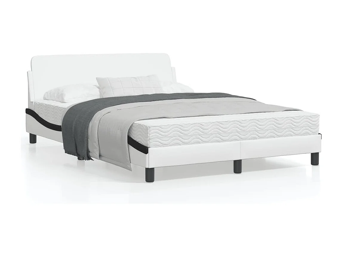 Cadre de lit et tête de lit blanc et noir 120x200 similicuir