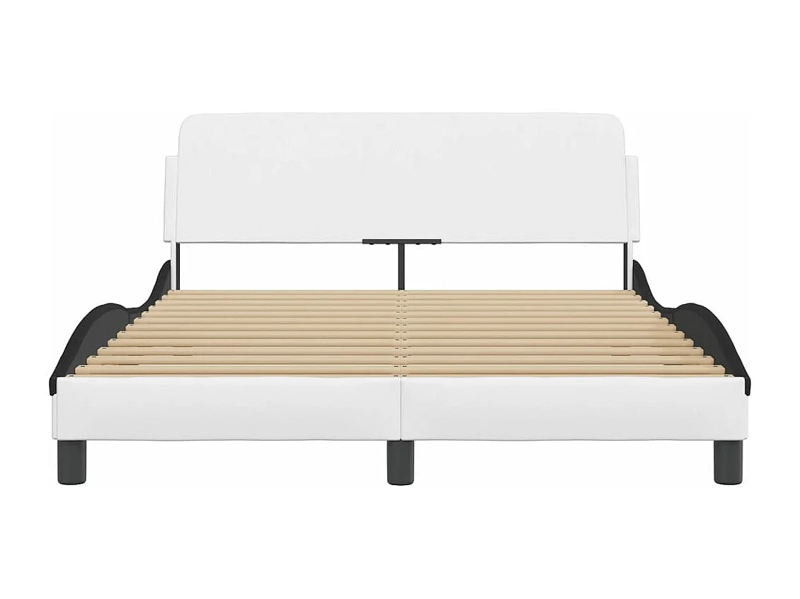 Cadre de lit et tête de lit blanc et noir 120x200 similicuir